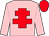 Pink, red cross of lorraine, red cap