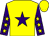 Yellow, purple star, purple sleeves with yellow stars, yellow  cap