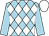 Light blue and white diamonds, light blue sleeves, white cap