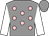 Grey, pink spots, white sleeves, grey cap