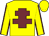 Yellow body, garnet cross of lorraine, yellow arms, garnet seams, yellow cap