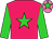 Rose, lime green star and sleeves, rose pink cap, lime green star