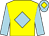 Yellow, light blue diamond and sleeves, light blue cap, yellow diamond