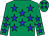 emerald green, blue stars