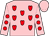 Pink, red hearts, pink sleeves, red spots, pink cap