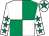 White and emerald green (quartered), white sleeves, emerald green stars, white cap, emerald green star