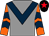 Grey, dark blue chevron, orange and dark blue chevrons on sleeves, black cap, red star