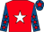 Red, white star, royal blue sleeves, red stars, royal blue cap, red star