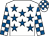 White, royal blue stars, check sleeves & cap