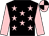 Black, pink stars and sleeves, pink and black quartered cap