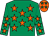 Emerald green, orange stars, orange cap, emerald green stars