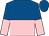 Royal blue and pink halved horizontally, halved sleeves, royal blue cap