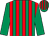 emerald green, red stripes, emerald green sleeves, red stripes on cap