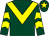 Dark green, yellow chevron & chevrons on sleeves, dark green cap, yellow star