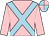 Pink, light blue cross sashes, quartered cap