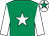 Emerald green, white star & sleeves, white cap, emerald green star