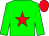 Green body, red star, green arms, red cap