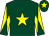 Dark green, yellow star, yellow and dark green diabolo on sleeves, dark green cap, yellow star