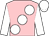 Pink, large white spots, sleeves and cap