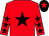 Red, black star, black stars on sleeves, black cap, red star