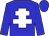 Blue body, white cross of lorraine, blue arms, blue cap