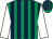 Emerald green and dark blue stripes, white sleeves