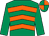 Emerald green, orange chevrons, emerald green sleeves, quartered cap