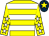 Yellow, white hoops, yellow sleeves, white stars, dark blue cap, yellow star