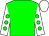 green, green spots on white sleeves, white cap