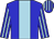 blue, light blue stripe, light blue stripes on sleeves and cap