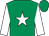 emerald green, white star, white sleeves