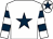 White, dark blue star, hooped sleeves and star on cap