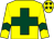 Yellow body, dark green cross, yellow arms, dark green chevron, yellow cap, dark green stars