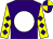 Purple, white disc, yellow sleeves, purple diamonds, purple and yellow quartered cap