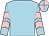 Light blue, pink chevrons on sleeves, quartered cap