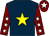 Dark blue, yellow star, maroon sleeves, white stars, maroon cap, white star