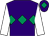 Purple, emerald green triple diamond, white sleeves, purple cap, emerald green diamond