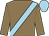 bronze, light blue sash, light blue cap