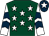 Dark green, white stars, white sleeves, dark blue chevrons, dark blue cap, white star