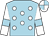 Light blue, white spots, white sleeves, light blue armlets, quartered cap