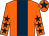 Orange, dark blue stripe, orange sleeves, dark blue stars, orange cap, dark blue star