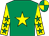 Emerald green, yellow star, yellow sleeves, emerald green stars, emerald green and yellow quartered cap