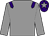 Grey body, purple epaulettes, grey arms, purple cap, grey star