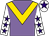 Mauve, gold chevron, white sleeves, purple stars, white cap, purple star