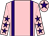 Pink, purple braces, pink sleeves, purple stars, pink cap, purple star