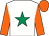 White, emerald green star, orange sleeves & cap