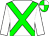 White, green cross sashes, quartered cap