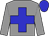 Grey, blue cross, grey arms, blue cap