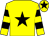 Yellow, black star, hooped sleeves and star on cap