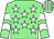 Light green, white stars, chevrons on sleeves, striped cap